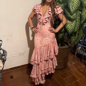 Asymmetrical Pink Ruffle Dress